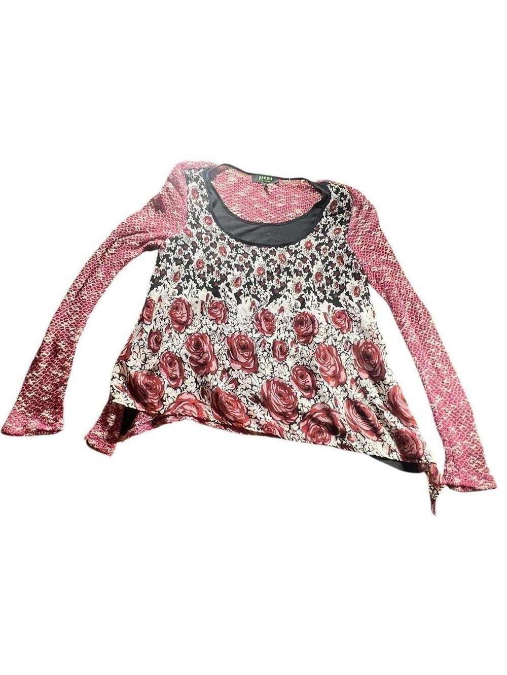 Poeme Floral Rose Print Asymmetrical Top